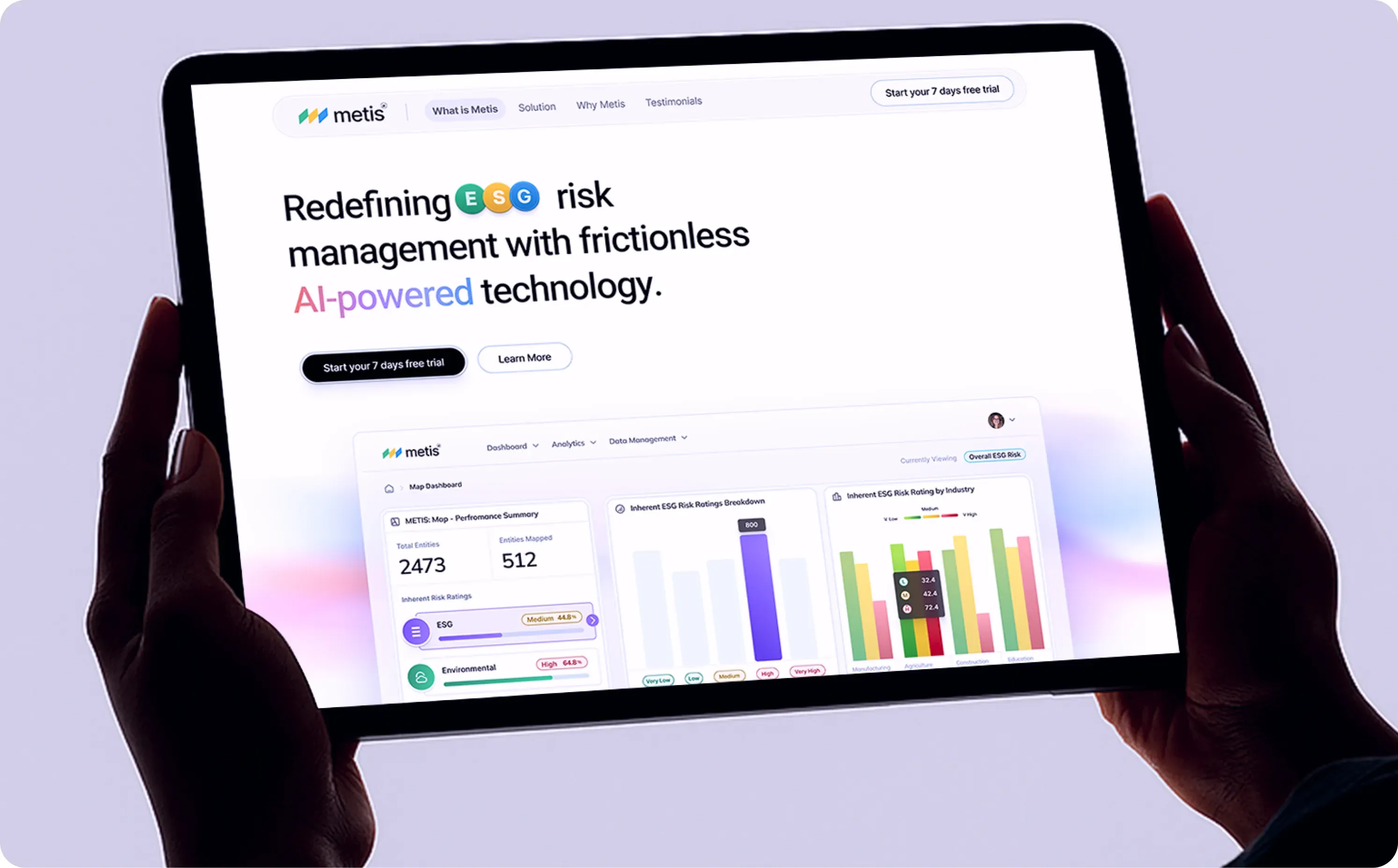 Metis marketing website feature spread