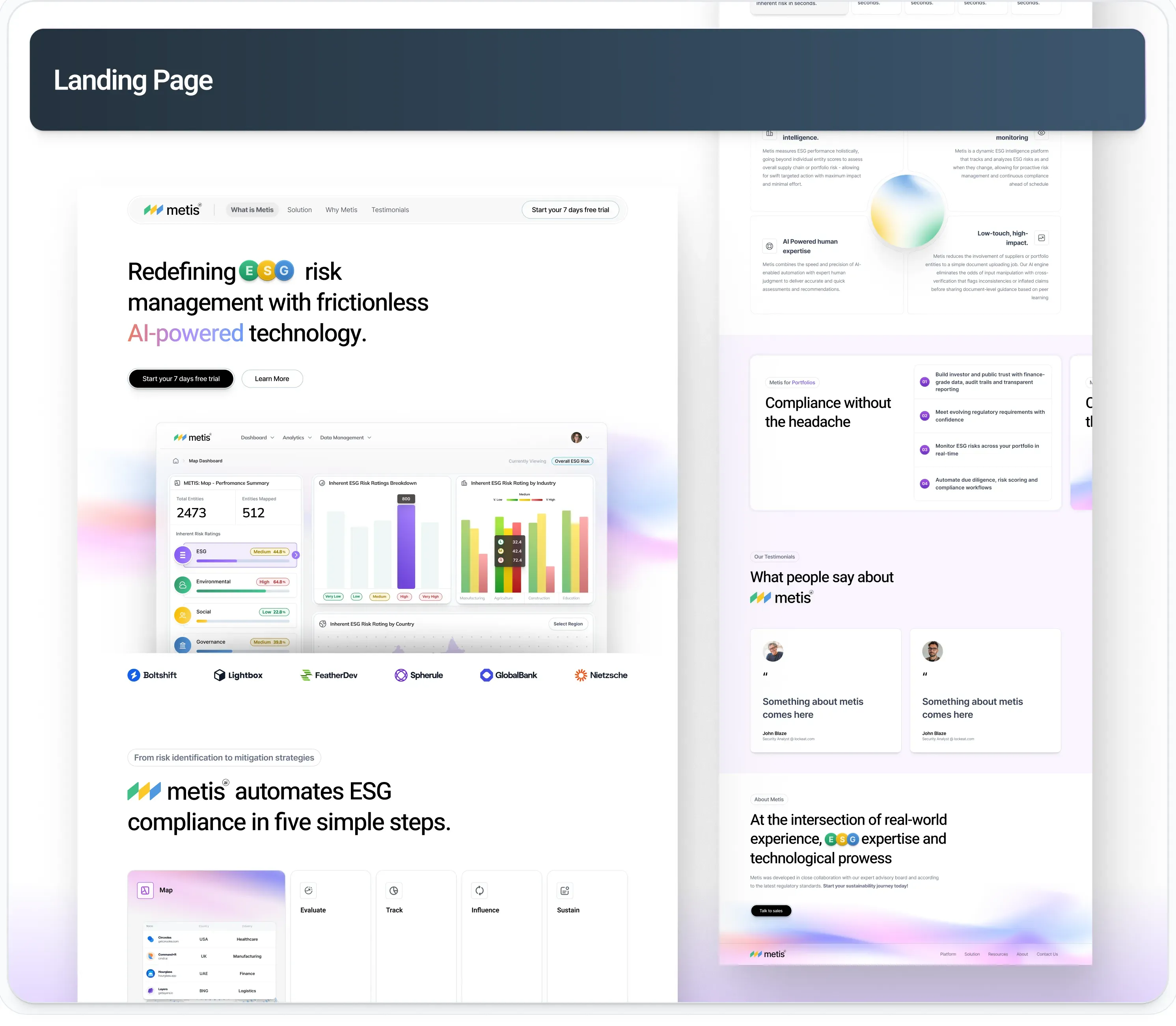 Metis marketing website landing page