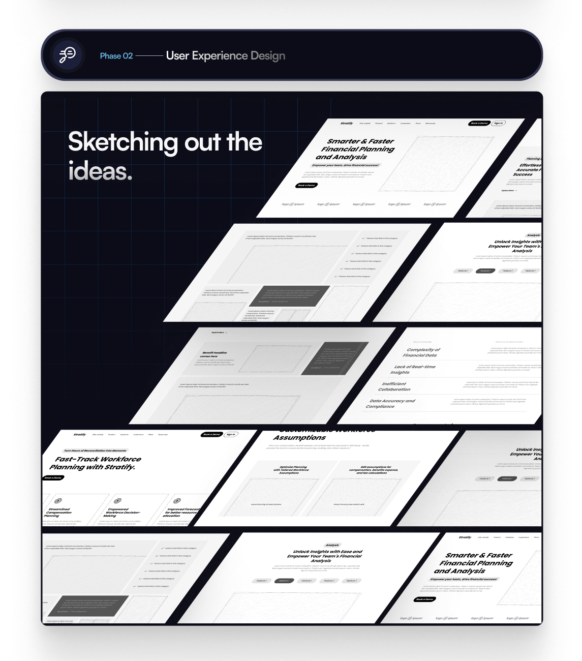 Stratify UX wireframes